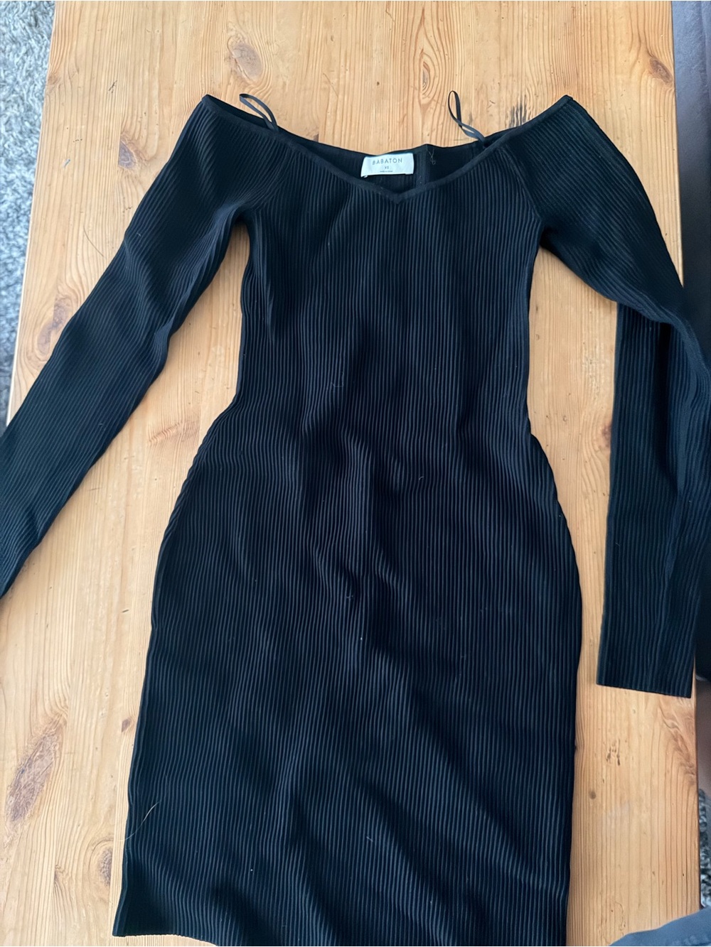 Babaton Black Ribbed Bodycon Dress
